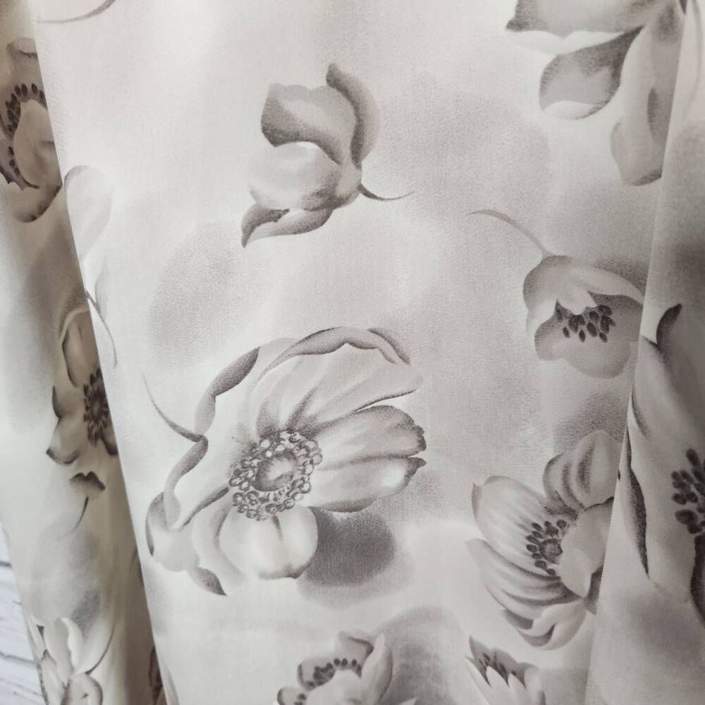 J. Peterman Womens Beige Silk Floral Collared Short Sleeve Maxi Dress Size 8 - Picture 11 of 12